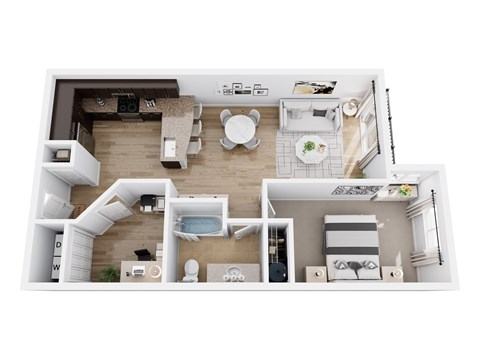 Floor plan for 2 beds, 1 bath, 785 sqft